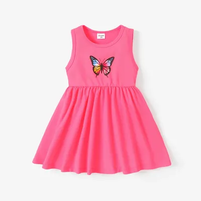 PatPat Tank-Kleid für Kleinkinder und Mädchen mit Schmetterlingsdruck Image