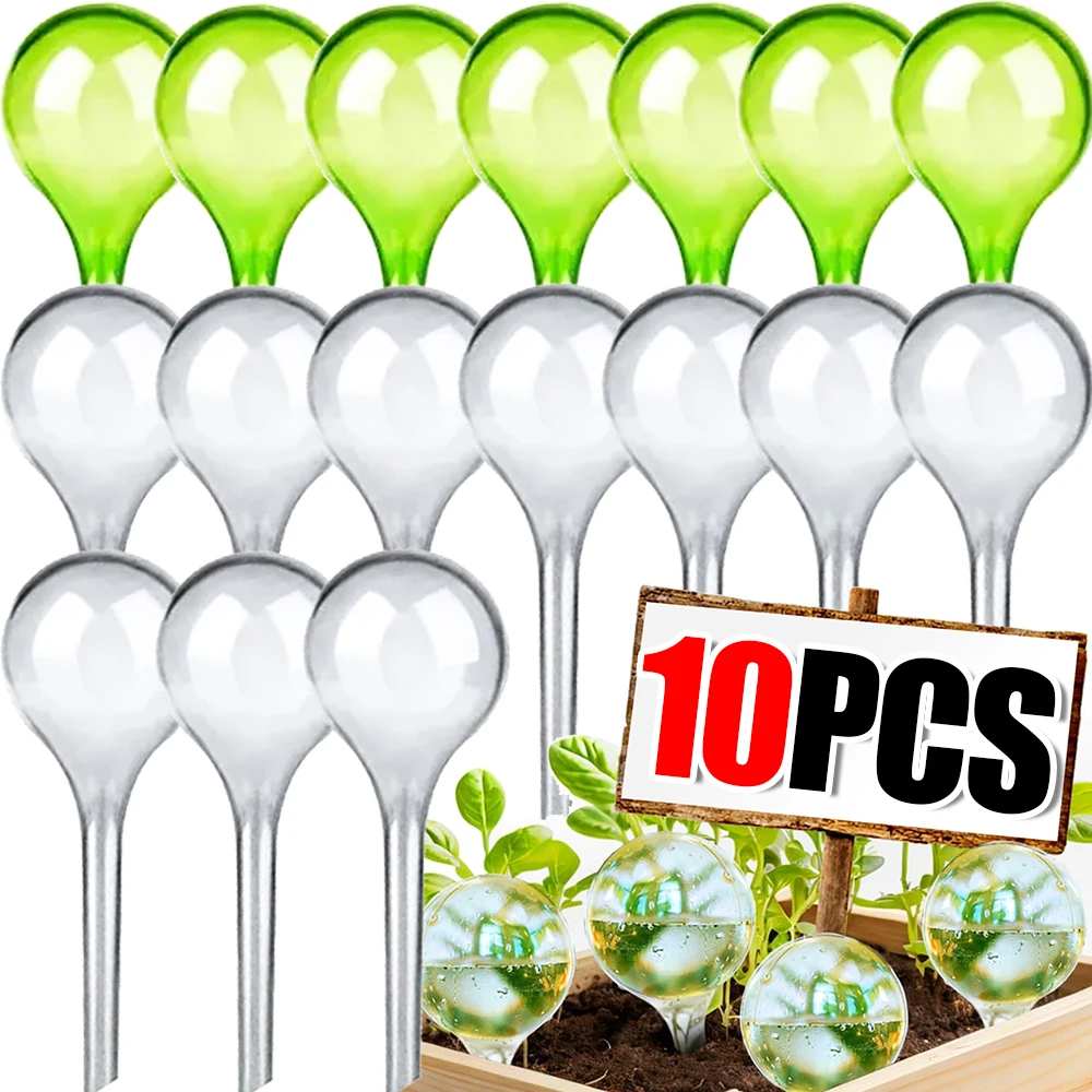 2/10Pcs Automatische Pflanzen Bewässerung Ball Garten Indoor Kunststoff Zimmerpflanze Blumen Wasser Feeder Glühbirnen Stakes Tropf Bewässerung system Image