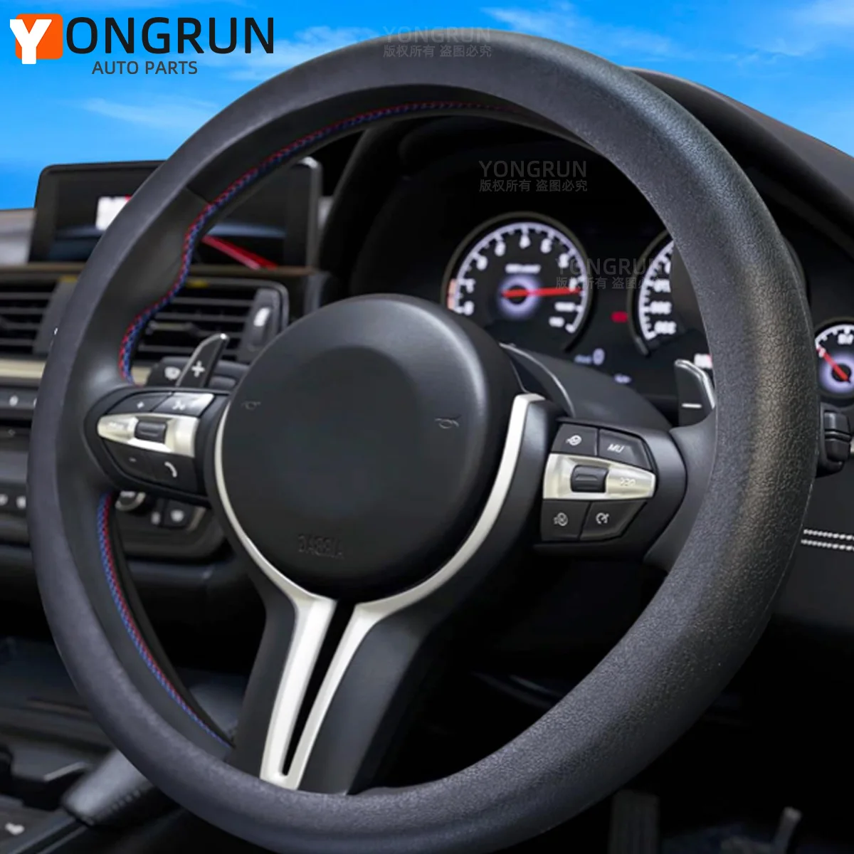 Auto-Lenkradbezug, rutschfest, Auto-Design, Schutz, Innenraum, rutschfester Schutz, modisch, universell, weiches Silikon Image