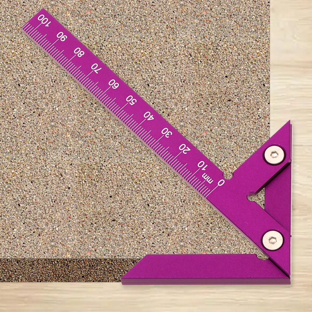 MM Aluminiumlegierung Center Finder Line Gauge, 45/90 Grad Winkelmarkierungslineal, Holzbearbeitung Square Center Scribe, Messwerkzeug Image