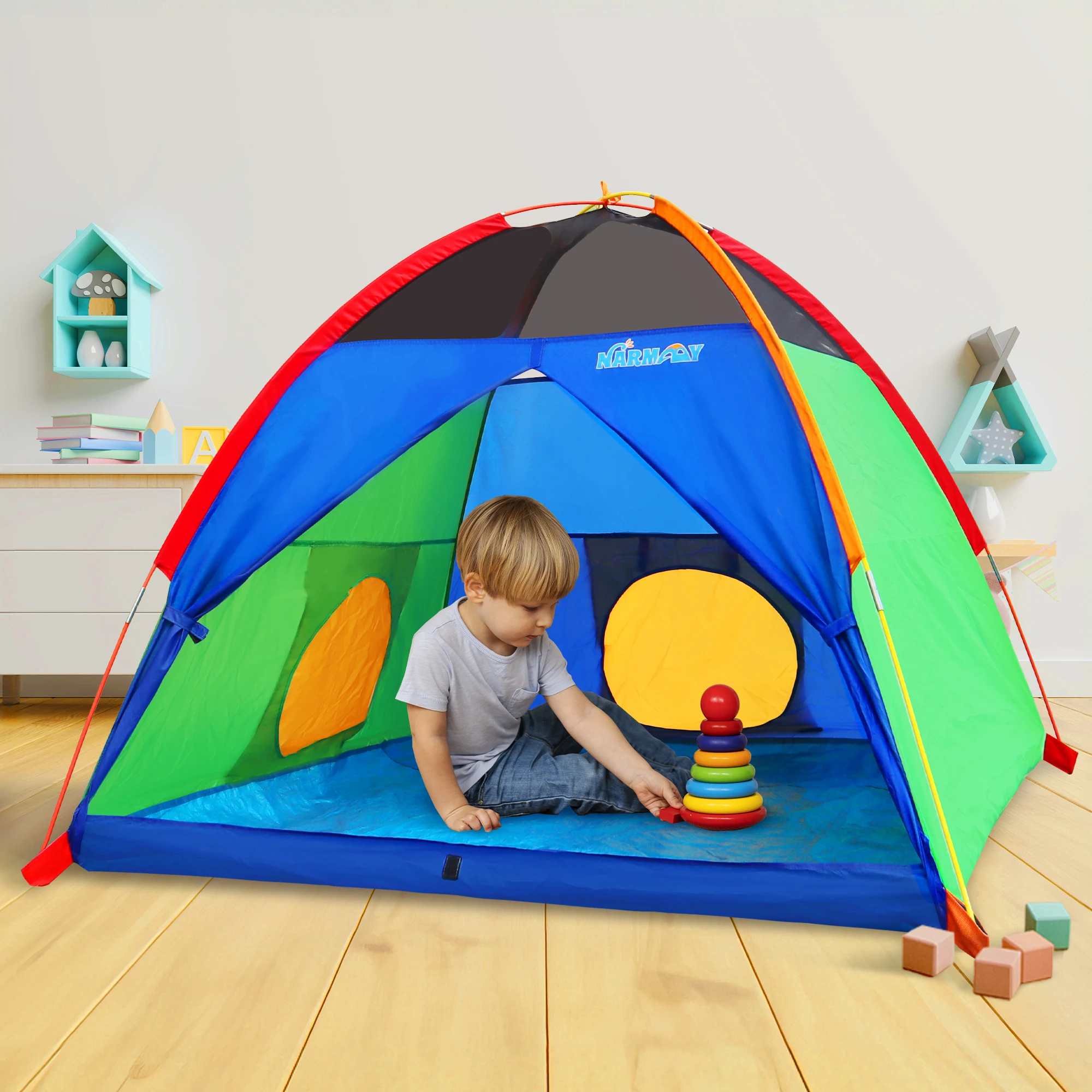 Kinderspielzelt, einfaches lustiges Kuppelzelt für Kinder, Spaß im Innen- und Außenbereich – X'-Geschenk Image