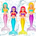 4 pièces jouets de plongée sirène jouets de bain sirène jouets de piscine sirène colorée jeux de
