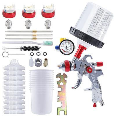 Pneumatic Spray Gun Automotive High Atomization Spray Gun 10 Leave-in Pots Pressure Regulator Paint Spraying Tool 1.4/1 7/2.0mm