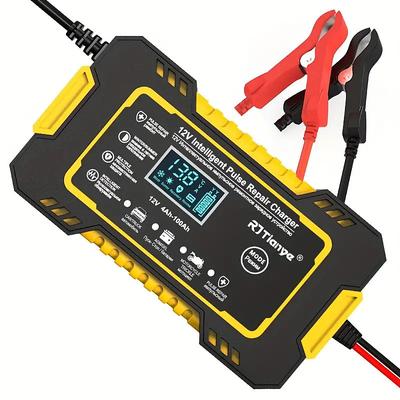 Intelligent 12V Car Battery Charger Maintainer - 6A Pulse Repair LCD Display AGM GEL SLA Wet Cell Temperature Compensation 4-100Ah Range