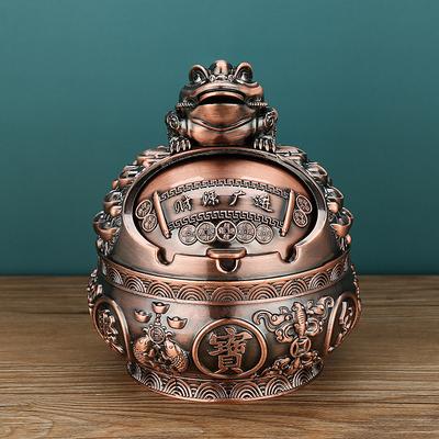 Vintage Ashtray with Lid, European Style Windproof Covered Ashtray for Home Office Living Room, Retro Aesthetic Decorative Ashtray Ornament