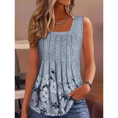 Women's Camisole Tank Top Floral Graphic Vintage Stylish Casual Sleeveless U Neck Regular Tops Daily Print Pink Purple Green Gray Summer