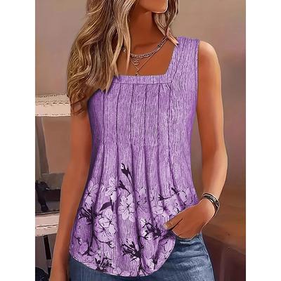 Women's Camisole Tank Top Floral Graphic Vintage Stylish Casual Sleeveless U Neck Regular Tops Daily Print Pink Purple Green Gray Summer