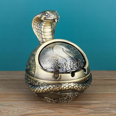Vintage Ashtray with Lid, Chinese Zodiac 12 Animal Signs Decorative Covered Ashtray, Windproof Desktop Ornament for Home Office Living Room