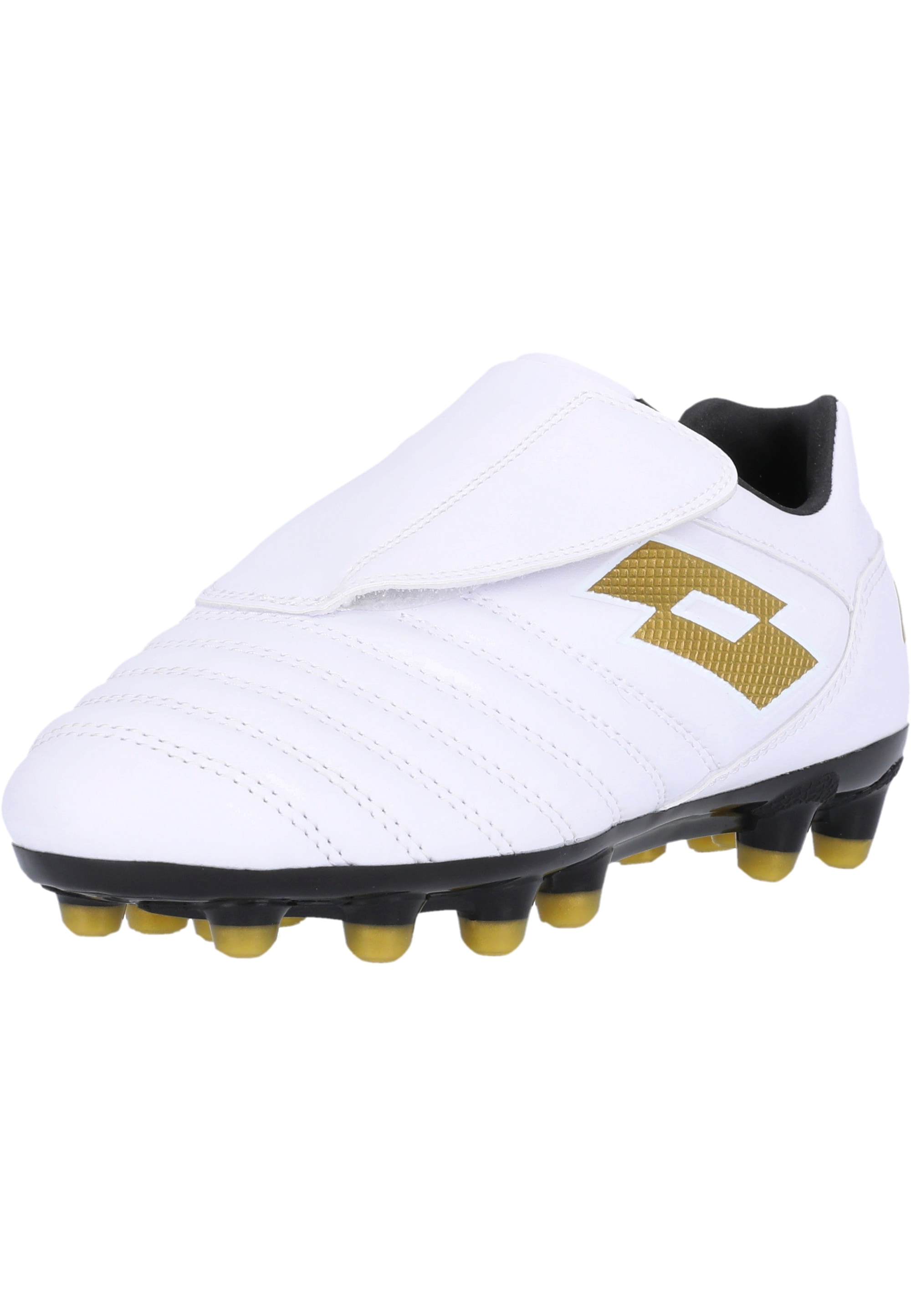 Fußballschuh LOTTO "MILANO 700 AGM JR S", Herren, Gr. 32, gold (weiß, goldfarben), Lederimitat, Schuhe Fußballschuh, im ausgeklügelten Design ideal für Kunstrasen