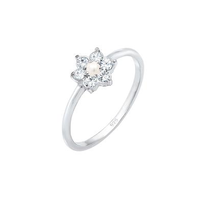 Elli PREMIUM Blume Bride Synthetische Perle 925 Silber 52 Damen Image
