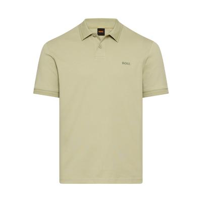 Poloshirt BOSS ORANGE "Pe", Herren, Gr. L, open grün370, Jersey, Obermaterial: 100% Baumwolle, casual, regular fit, hoch geschlossener Ausschnitt, Kurzarm eingesetzt Strickbündchen, Shirts, mit Polokragen Image