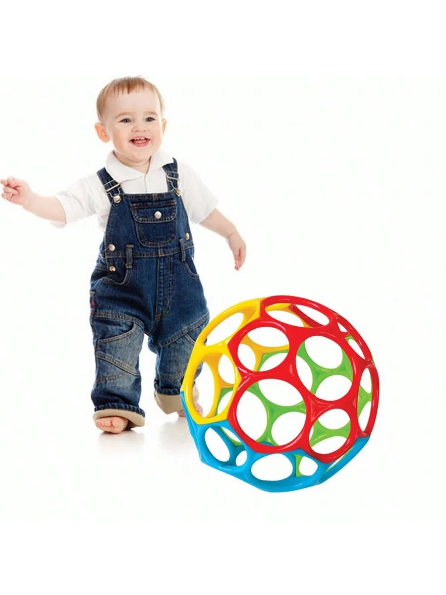 6-in-1 BPA-freier sensorischer Rasselball für Babys – weich strukturiertes Greifspielzeug mit sanftem Ton und Schleuderringen | Montessori Lernspielzeug f