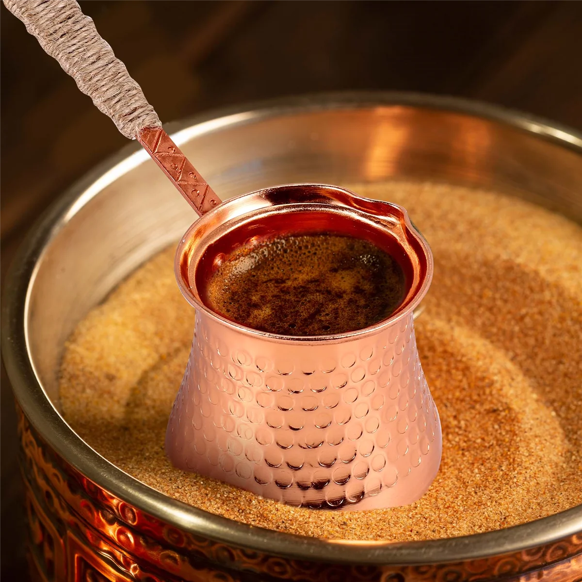 MHWY Kaffee Türkische Türkische Kaffeekanne 320 ml Kaffee Türkische Türkische Kupferkaffeemaschine für Türkische Cezve Cafeteria Image