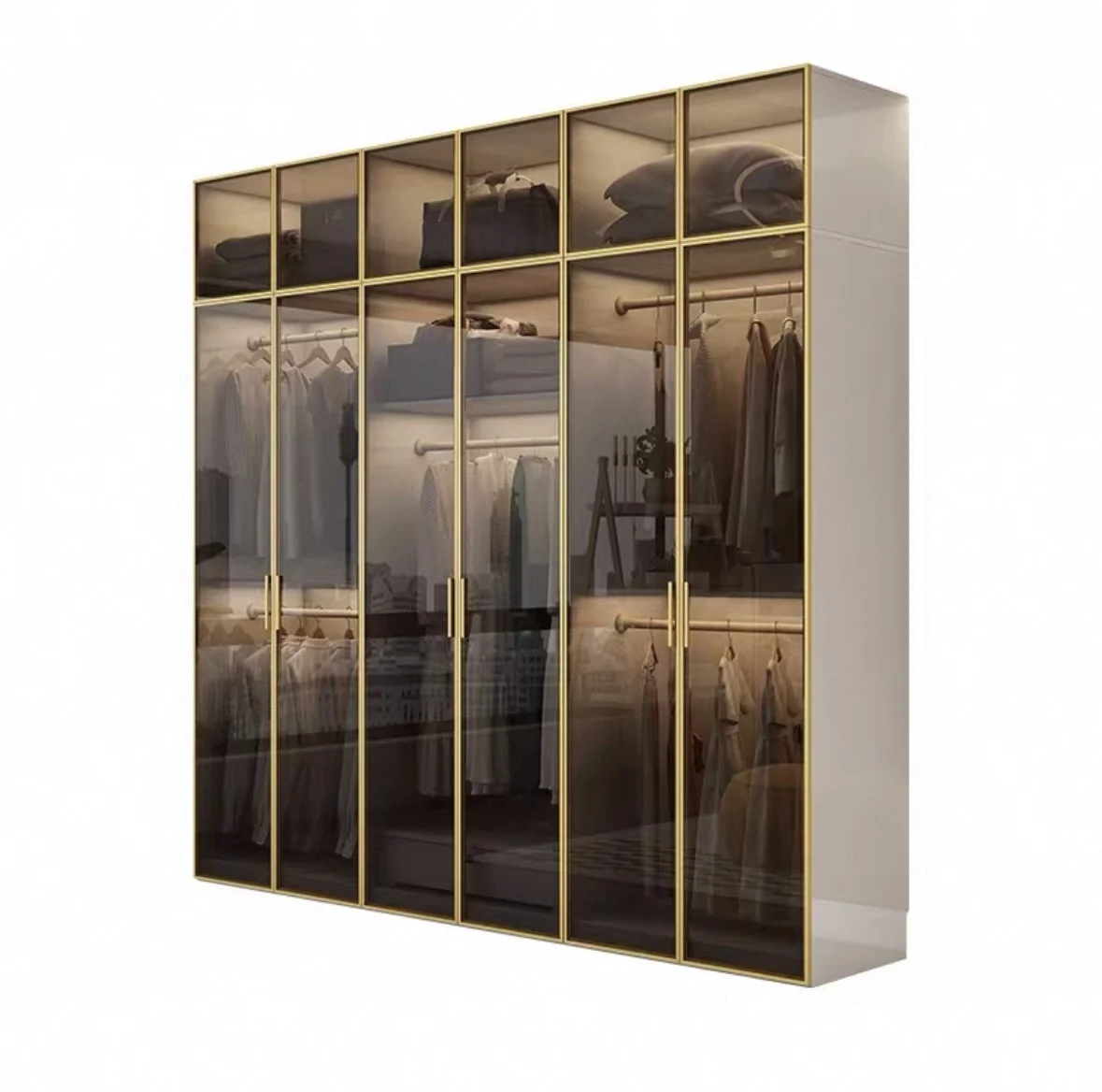 Fabrikneues Design Shaker Schlafzimmerschränke Moderner schwarzer Kleiderschrank mit Aufbewahrung aus Holz mit Glastür