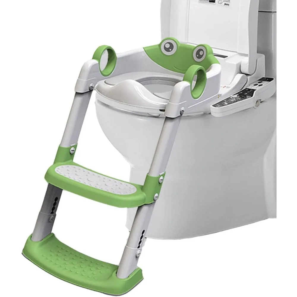 Töpfchentrainingssitz mit Tritthocker, Kleinkind-Toilettensitz für Kinder, Jungen und Mädchen, mit Armlehne, PVC-Kissen, Spritzschutz, rutschfeste Unterlage