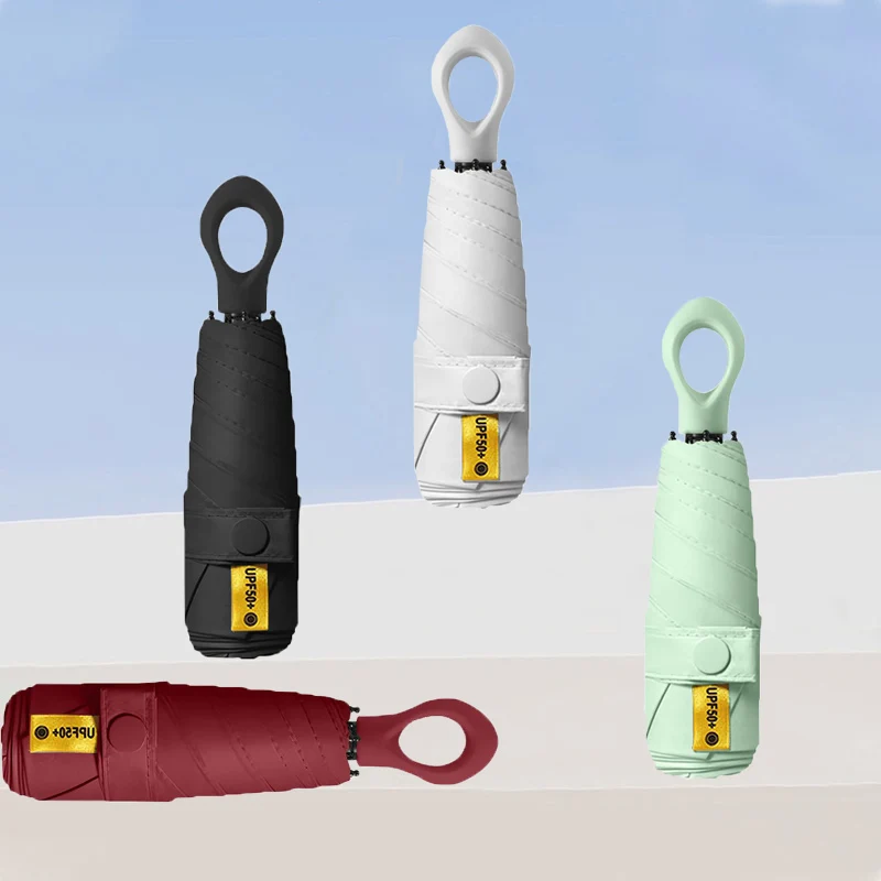 Tragbarer fünffacher Regenschirm mit ausgehöhltem Griff für beide Regen, Sonnenschein-Regenschirm, Sonnenschutz, UV-Schutz, Sonnenschirm Image