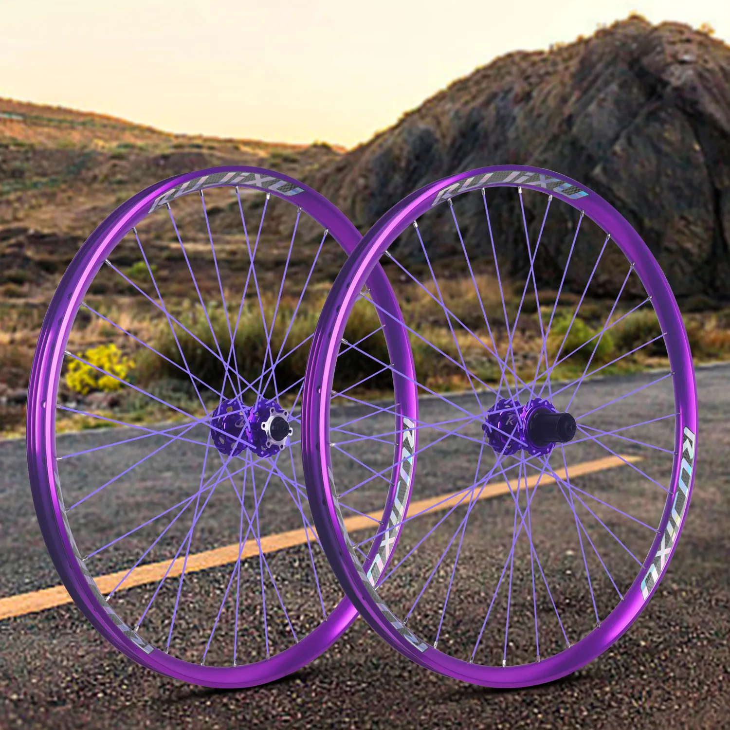 RUJIXU MTB 35mm breiter Laufradsatz AM DH 26 27.5 29er Felge 148 Boost Nabe 142 Steckachse 135 QR 6 Sperrklinken Robustes Mountainbike-Laufrad Image