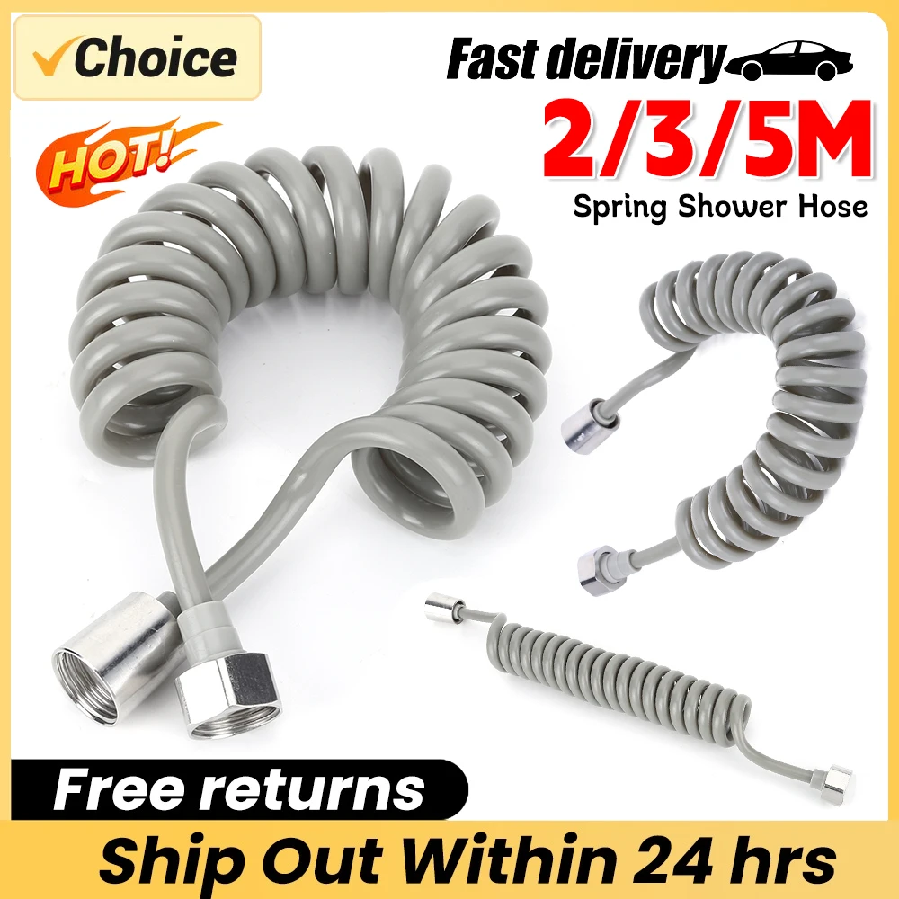 2/3/5M Frühling Dusche Rohr Dusche Kopf Schlauch Dusche Kabel Dusche Schläuche Flexible Teleskop Rohr wc Bidet Spray Rohr Badezimmer