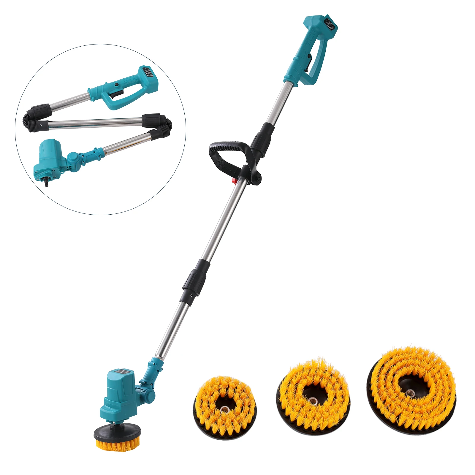 Akku-Reinigungsbürste, mehrere Oberflächen, einstellbare Geschwindigkeit, 60 dB, leise, austauschbare Bürstenköpfe für Küche und Badezimmer, keine Batterie Image