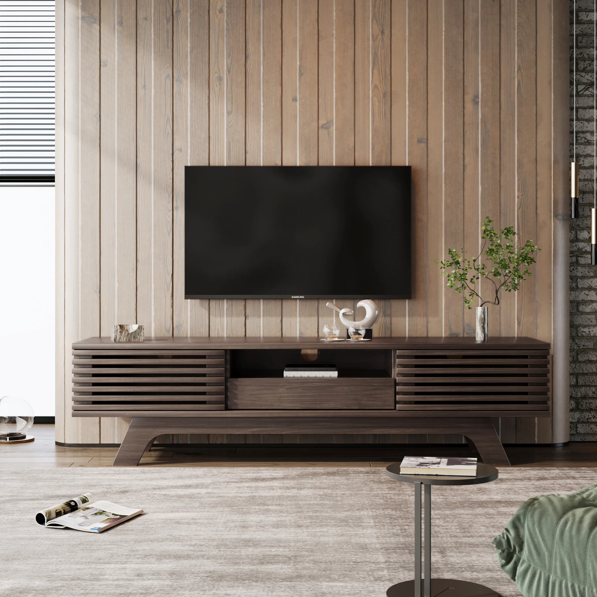 TV-Schrank TV-Lowboard mit einer Schublade und zwei Türen, TV-Möbel, TV-Panel, TV-Lowboard, TV-Schrank. Einzigartiges Design,