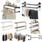 Industrial Pipe Clothing Rack Heavy Duty Detachable Wall Mounted Clothes Rack Black Iron Garment Bar