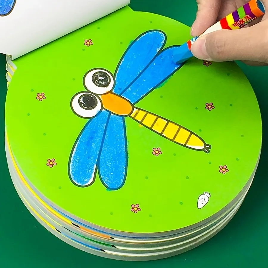 Zeichenbuch mit farbigen Cartoon-Tieren, Malbuch, 120-seitiges kreisförmiges Graffiti-Malbuch, kleines Zeichenbuch Image