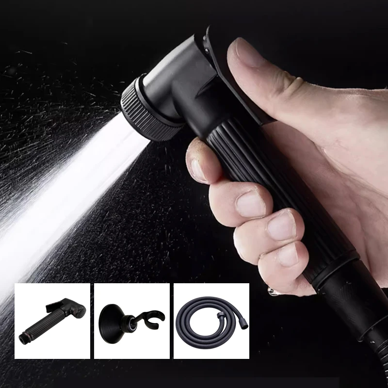 Bidets Wasserhahn Sprayer massives Messing schwarz Hand Toilette Bad Bidet Garten Wasserhahn Bidet Kopf Haustier Dusche Spray EL009-B