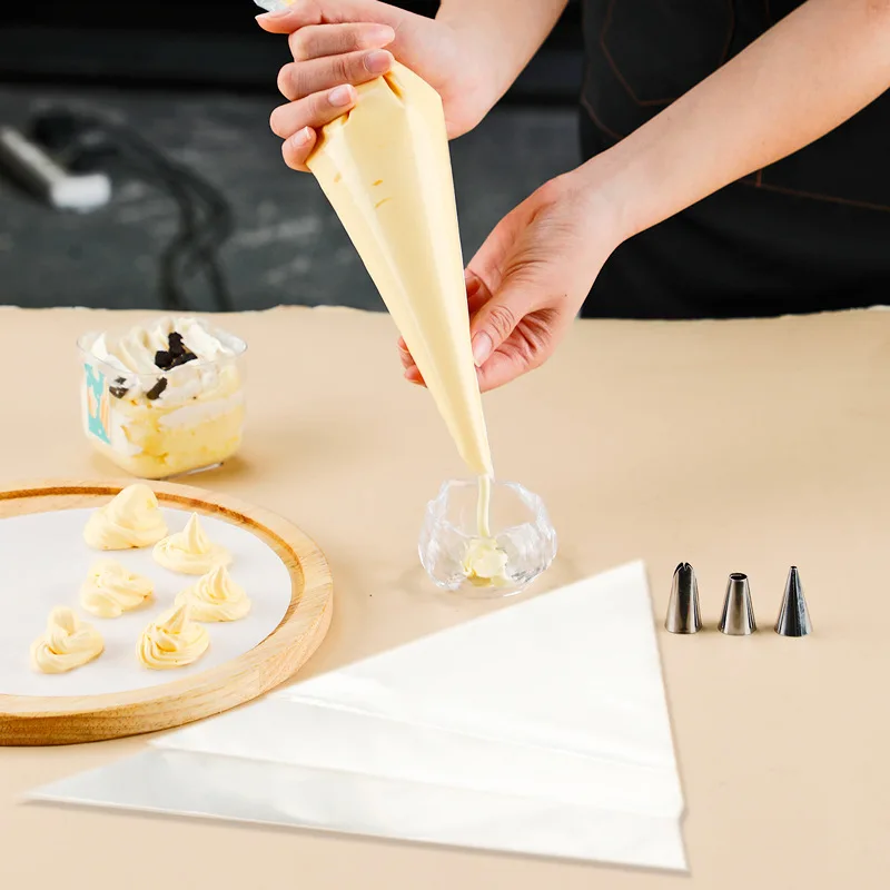 100/50/20 stücke Dicke Transparente Buttercreme Klebstoff Kuchen Kekse Backen Werkzeuge Kunststoff Squeeze Einweg Laminieren Tasche Icing Image