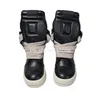 Ricks Herrenschuh, schwarze Lederstiefel, Outdoor-High-Top-Freizeitschuhe, Jumbo-Schnürsenkel, Owens