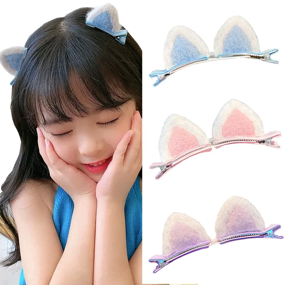 2/4 stücke Trendy Haar Clips Plüsch Haar Clip Neue Mode Koreanische Katze Ohr Haar Clip Weibliche Kleine Haar Clip mädchen Haar Zubehör Image