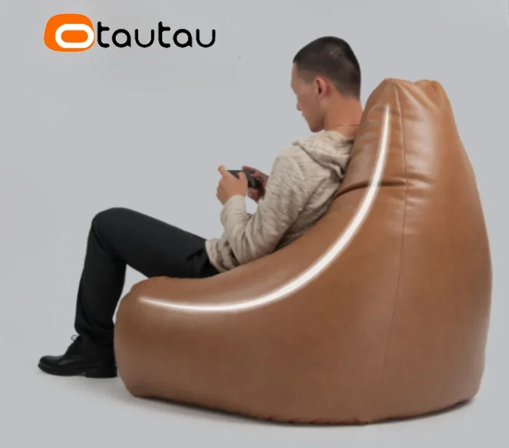 OTAUTAU Sitzsackbezug aus Kunstleder SF308 【Kein Füllstoff im Inneren! Sie müssen selbst einen Füllstoff kaufen! 】Corner Pouf Lounge Game Chair Image
