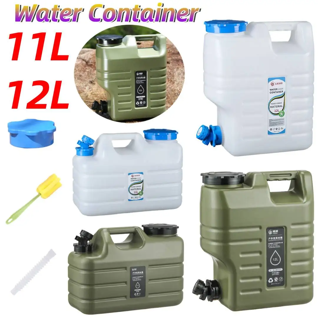 11/12L Trinkwasserbehälter mit Zapfhahn, auslaufsicherer Camping-Wassertank, großes Fassungsvermögen, Wasserspeicherträger für Wandern, Camping Image