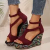 Offene spitze 2025, Sommer Römische Sandalen, große Größe 43, atmungsaktive Frühlingsschuhe, weiblich, beige Espadrilles, Plattform, Damen-Heels, Peep