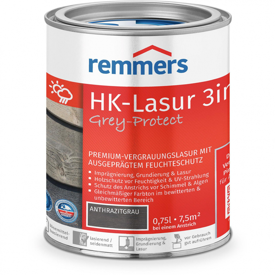 Remmers HK-Lasur 3in1 Grey-Protect anthrazitgrau FT-20928, 0,75 l Image