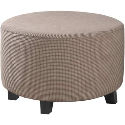 Stretch-Jacquard-Pouf-Bezug (Grau, Klein), Fußhocker-Bezug, Möbelschutzbezug, Hockerbezug mit Image