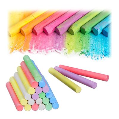 Relaxdays - Kreide 24er Pack, Malkreide für Tafel und Straße in 6 Farben, Kinder- und Lehrerkreide,