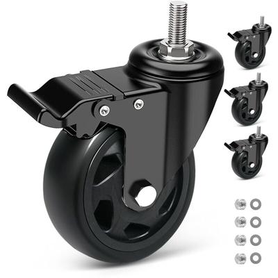 125 mm Hochleistungs-Lenkrollen mit Bremse, Möbelrollen mit M10 x 25 mm Gewindeschaft, 360 Grad Image