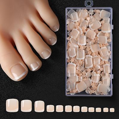 TEMU 120pcs Michelleccy Pink Short Square False Toenail Tips - Full Cover Acrylic Press-ons, , Oval Shape For Nail Art And Extensions, Nail Accessories Image