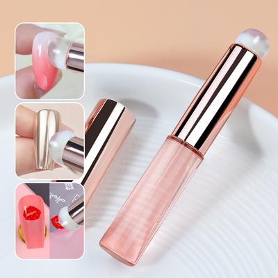 TEMU Multifunctional Nail Art Tool, Silicone Brush With Cap, Gradient Ombre Design, Portable Press Powder Stamp For Manicure, Nail Art Accessorie Image