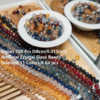 TEMU 700pcs Crystal Glass Beads, Assorted Ab Coating Colors, 0.8cm Flat Round, For Jewelry Making, Diy Crafts, - Ideal For Bracelets, Necklaces, Apparel Embellishments Image