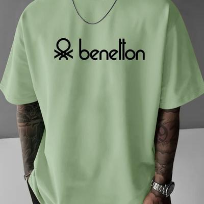 TEMU Unisex Casual Crew Neck T-shirt, 100% Polyester, Alphabet Pattern, Stretch Fabric, Summer Loose Fit Tee For Men And Women, Daily Comfortable Sporty Style Image