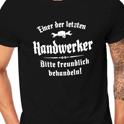 TEMU Men's Casual Crew Neck T-shirt With German Quote, Geometric Pattern, Stretch Fabric, Regular Fit Summer Top Image
