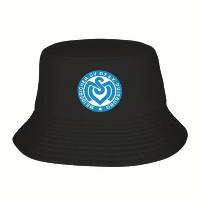 TEMU Duisburg Football Club Adult Double-layer Fisherman Hat - Breathable Hat With Adjustable Snap Closure, Brim For Outdoor Sports & Casual Wear, Summer Headwear, Sporty Headgear, Secure Closure Image