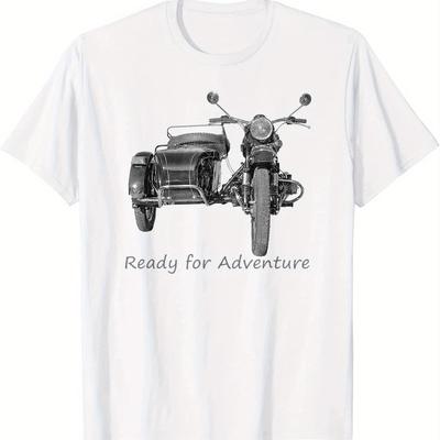 TEMU Motorcycle Adventure Riding Russian Ural Sidecar T-shirt Premium Cotton Short Sleeve O-neck Mens T Shirt Streetwear Image