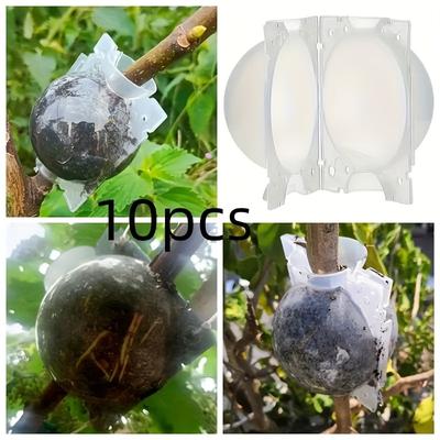 TEMU 10pcs High-pressure Propagation Boxes - Durable Plastic Plant Rooting & Grafting Propagators With Ventilation Holes, Ideal For , Branches, Gardening & Lawn Care, Cutting Propagation | Clear | Image