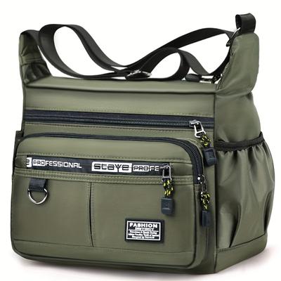 TEMU Versatile Unisex Shoulder Bag - Casual Black Crossbody With Multiple Pockets, Adjustable Strap & Randomized Zipper Pull Design For Everyday Image