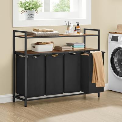 TEMU Laundry Basket, Laundry Hamper With 4 Pull-out And Removable Laundry Bags, 2 Shelves, 40l Capacity Per Bag, For Laundry Room,, Laundry Baskets Image