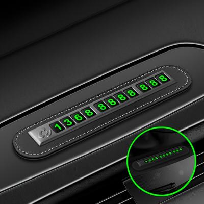 TEMU Elegant Black Leather Car Parking Number Plate - 11-digit Dashboard Ornament, Universal Fit For Models, Stylish Auto Interior Accessory, Dashboard Ornament|| Leather Image