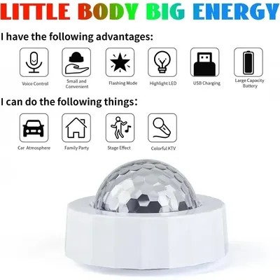 Multicolor Car Disco Lights Mini Car Disco Ball Rechargeable Disco Ball Protable Stage Party Lights