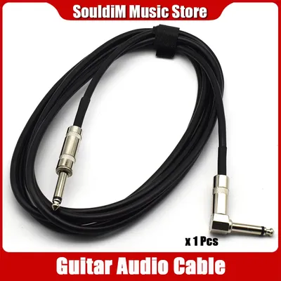 10 Feets 3M Guitar Amplifier Cable Cord Electric Guitar Violin Bass Instruments Leads LP ST Straight To Right Angle 6.35mm Plug